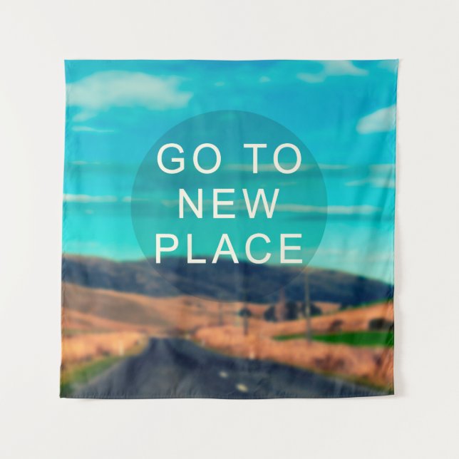 Tenture Travel inspiration quote - Go to new place. Retro  (Devant)