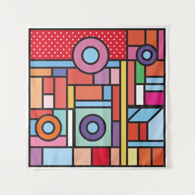 Tenture Trendy geometric elements memphis design. Retro st (Devant)