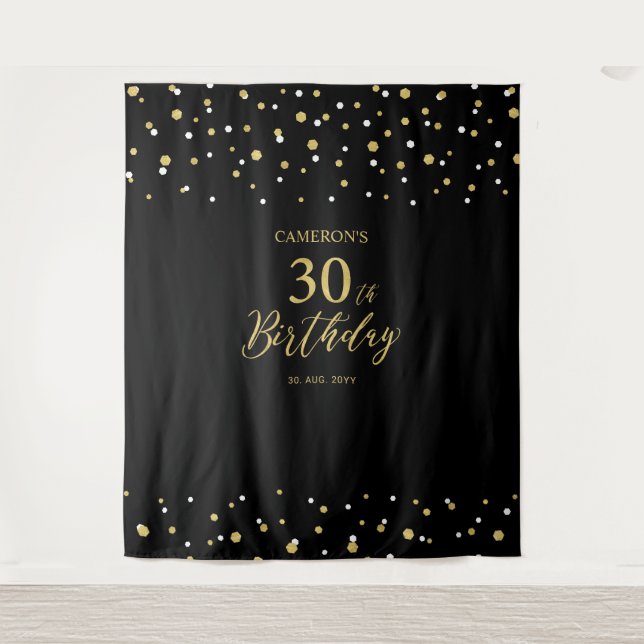 Tenture Trente | Fond de fête d'anniversaire 30 ans Gold & (Devant)