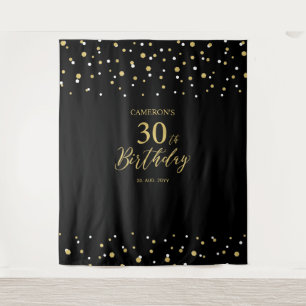 Tenture Trente   Gold & Black 30th Birthday Party Backdrop
