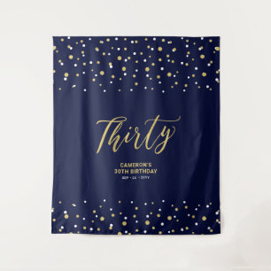 Tenture Trente   Gold & Navy 30th Birthday Party Contexte