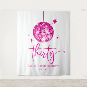 Tenture Trente Pink Disco Ball 30e fête d'anniversaire
