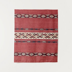 Tenture Triangle Striangle Kilim IV Rouge Noir Blanc