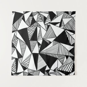 Tenture Triangles De Mosaïque, Texture Blanc Noir.