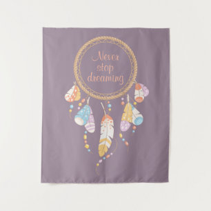 Tenture Tribal Dreamcatcher Boho Citation pourpre