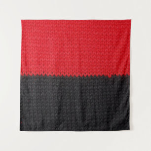 Tenture tricot rouge-noir : closeup rayé.