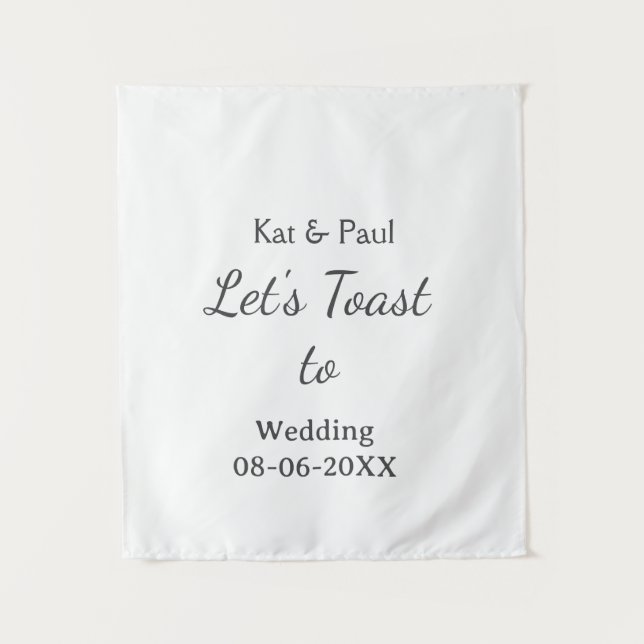 Tenture Trinquons au mariage nom date couple simple (Devant)