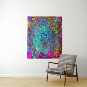 Tenture Trippy Sky Blue Abstrait Retro Liquid Swirl