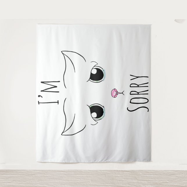 Tenture Triste visage de chat : Je suis désolé (Devant)