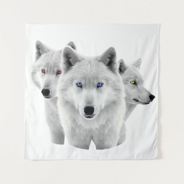 Tenture Trois Loups blancs (Devant)