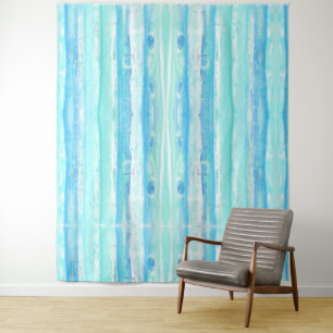 Tenture Troncs d'arbres abstraits en pastel aqua et bleu