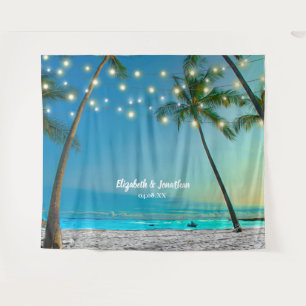 Tenture Tropical Beach Palm Mariage Photo Booth Arrière-pl