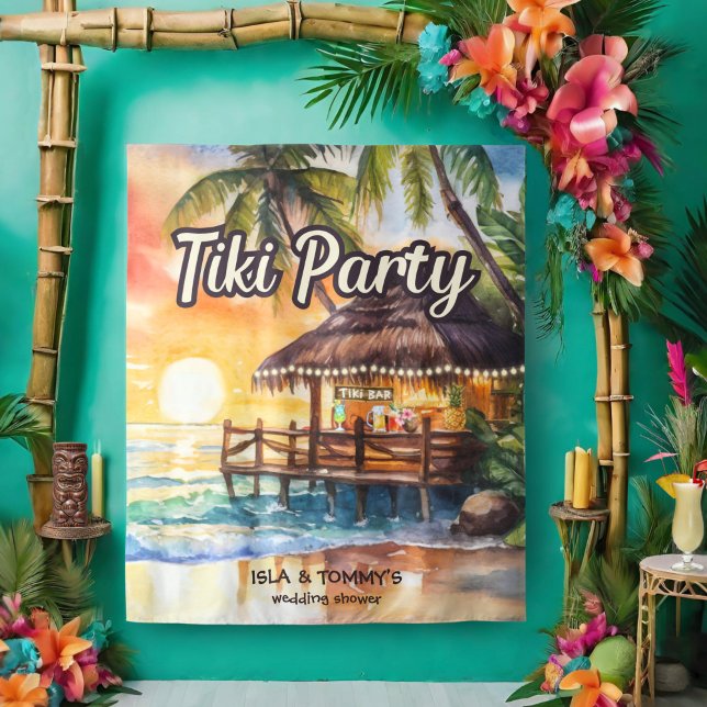 Tenture Tropical Beach Tiki Bar Wedding shower (Créateur téléchargé)