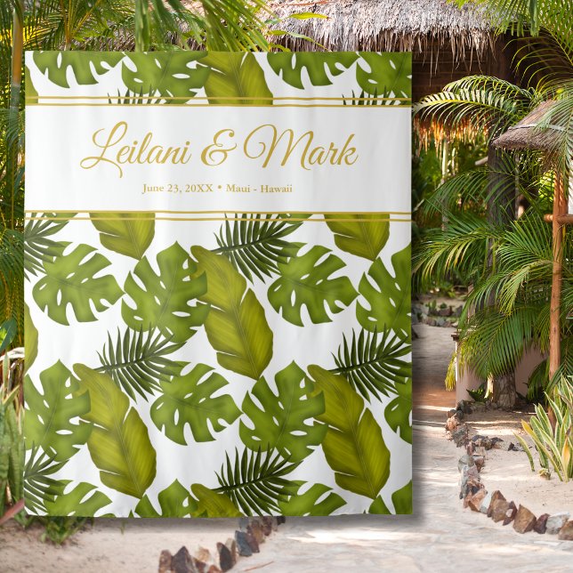 Tenture Tropical Feuille Green Gold Mariage arrière-plan (Créateur téléchargé)