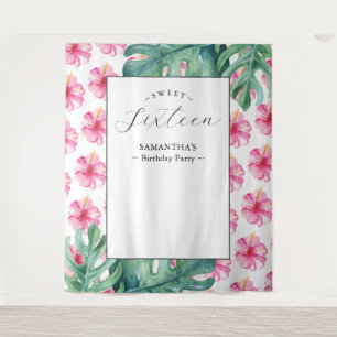 Tenture Tropical Flower Sweet 16 Arrière - plan de fête d'