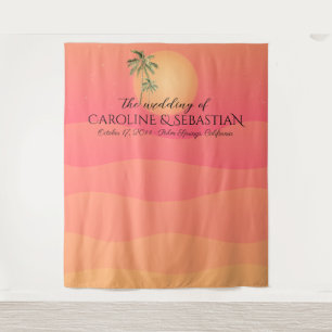 Tenture Tropical italien Sunset Palm Tree Minimal Mariage