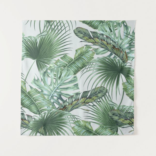 Tenture Tropical palm leaves, monstera, banana leaf, jungl (Devant)