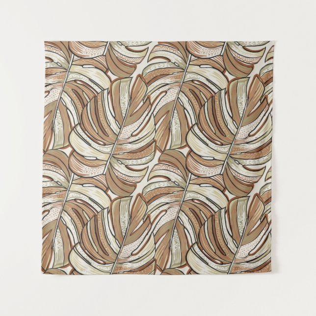 Tenture Tropical pattern. Graphic design with amazing mons (Devant)