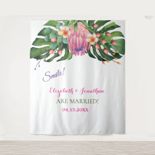 Tenture Tropical Pink Protea Mariage Photo Booth Backdrop