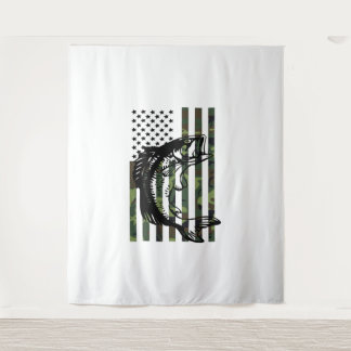 Tenture Tshirt de pêche Camouflage USA Drapeau pour Bass F