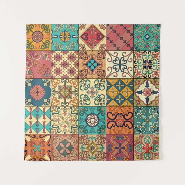 Tenture Tuiles portugaises : motif sans couture de style A (Devant)