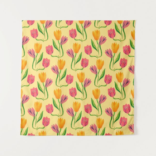 Tenture Tulip fleurs aquarelle transparente motif (Devant)