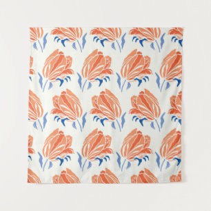 Tenture Tulipe baroque : Linocut Vintage botanique
