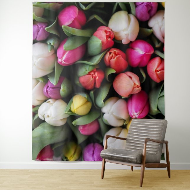 Tenture Tulipes Fleurs colorées Printemps de Pâques (En situation)