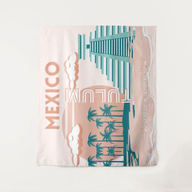 Tenture Tulum, Mexique, Art Voyage, Retro (Devant)