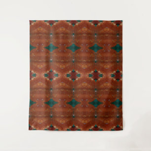 Tenture Turq & Coral Ikat