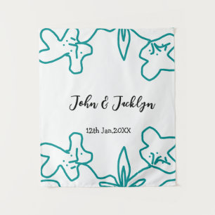 Tenture Turquoise bleu couple marié date flstylish