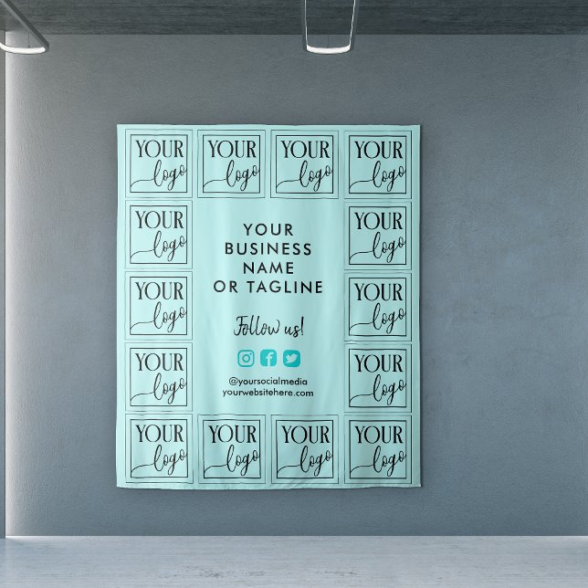 Tenture Turquoise Clair Votre Logo et Arrière-plan des Rés (Créateur téléchargé)