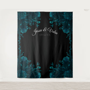 Tenture Turquoise Rose Black Gothique Mariage Photo fond