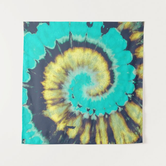 Tenture Turquoise spirale Abstraite. Tye Dye Chemise Cercl (Devant)