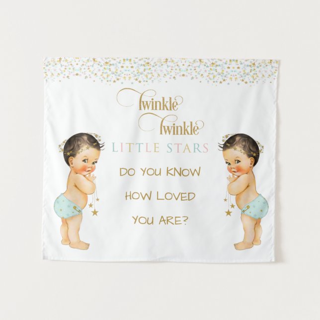 Tenture Twinkle Little Star Baby Twin Boys (Devant (Horizontal))