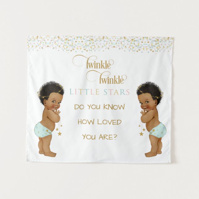 Tenture Twinkle Little Star Baby Twin Boys Ethnique (Devant (Horizontal))