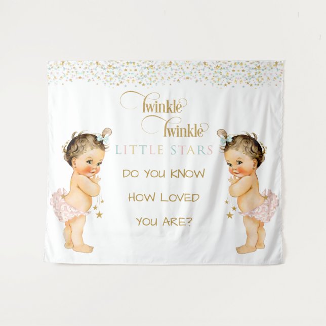 Tenture Twinkle Little Star Vintage Baby Twin Girls (Devant (Horizontal))