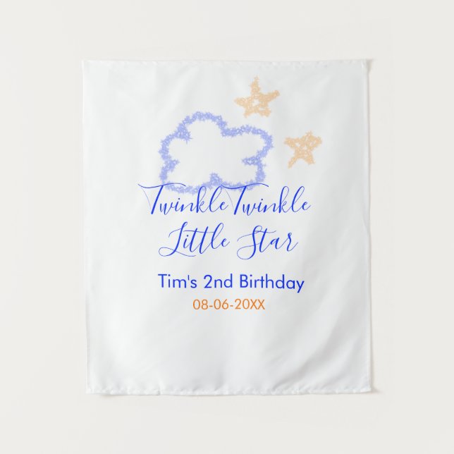 Tenture Twinkle twinkle petite étoile anniversaire violet  (Devant)