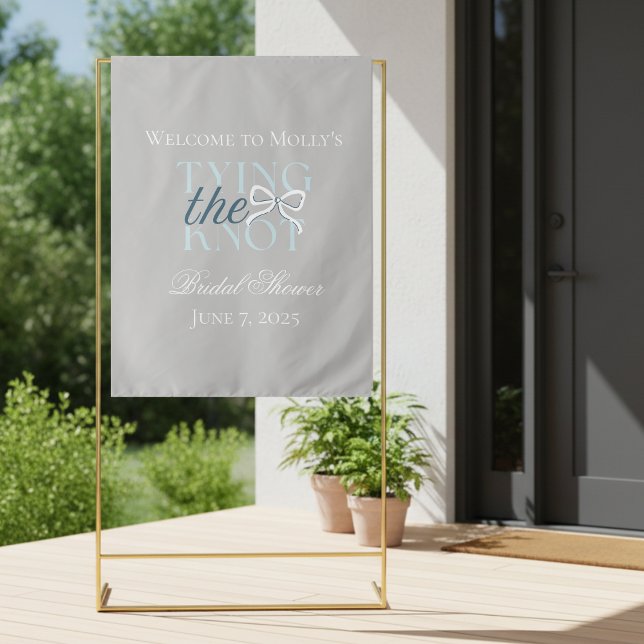Tenture Tying the Knot Noeud Papillon Shower Nuptial (Tying the Knot Blue Bow Bridal Shower Tapestry)
