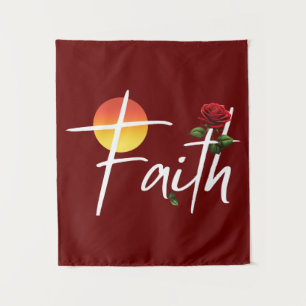 Tenture Typographie de la foi avec des roses