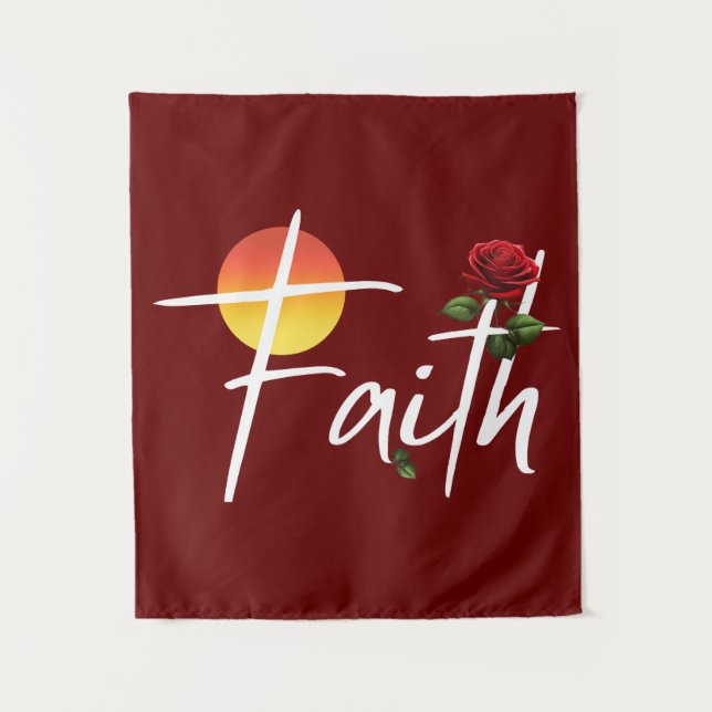 Tenture Typographie de la foi avec des roses (Devant)