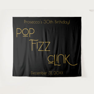Tenture Typographie élégante Pop Fizz Clink Anniversaire