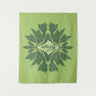 Tenture Typographie esthétique Feuille du printemps vert