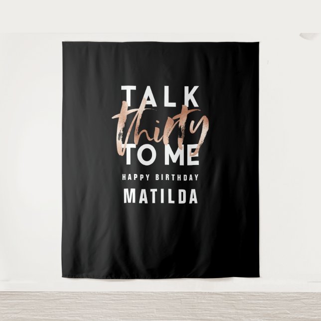 Tenture Typographie minimale moderne rose doré girly 30 an (Devant)