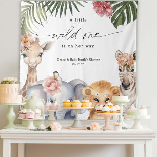 Tenture Un Baby shower animal sauvage Un Safari Contexte