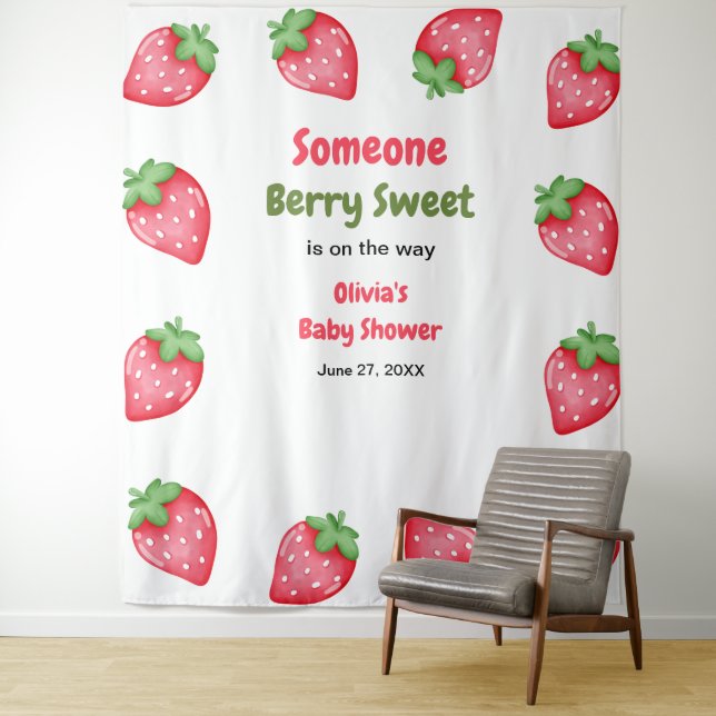 Tenture Un Baby shower de fraise doux Berry (En situation)