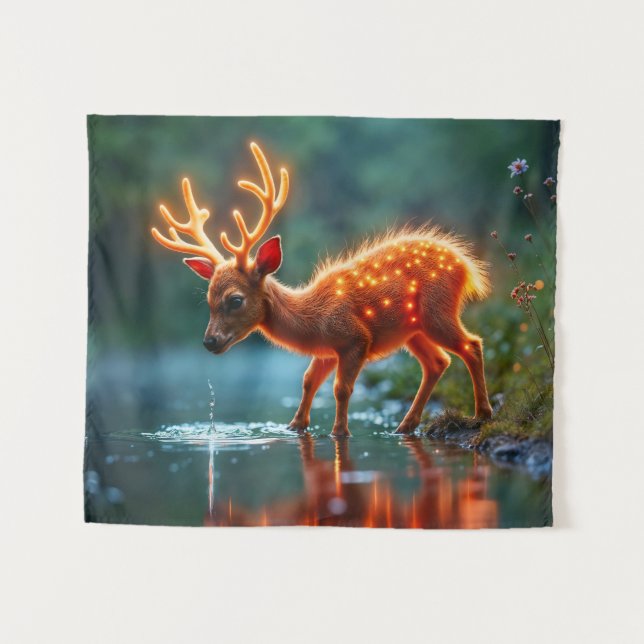 Tenture Un cerf de cerf mignon brille une faune lumineuse (Devant (Horizontal))