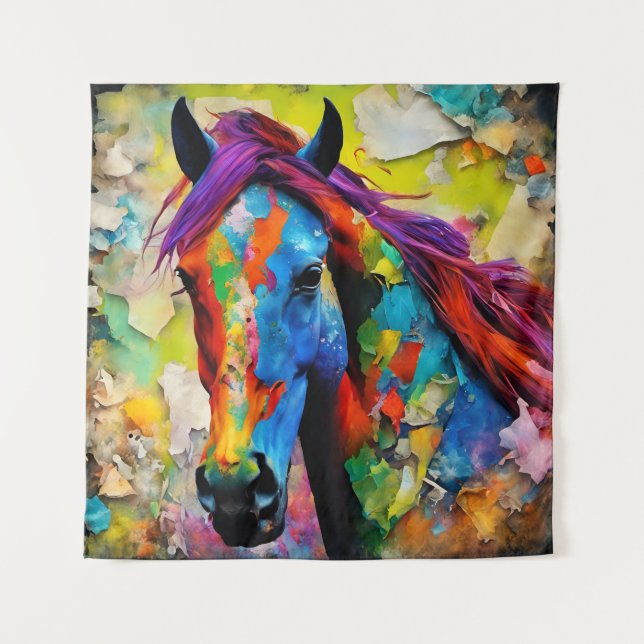 Tenture Un Cheval Très Coloré (Devant)