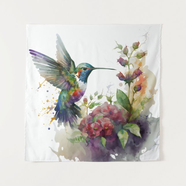 Tenture Un délice d'aquarelle de l'art mural des colibris (Devant)