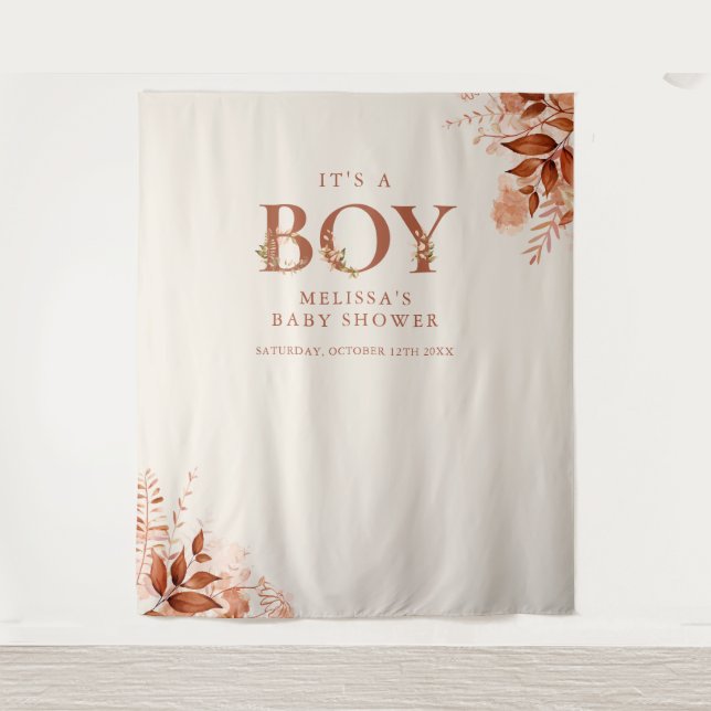 Tenture Un garçon Rustic Fall Baby shower Photo Prop (Devant)